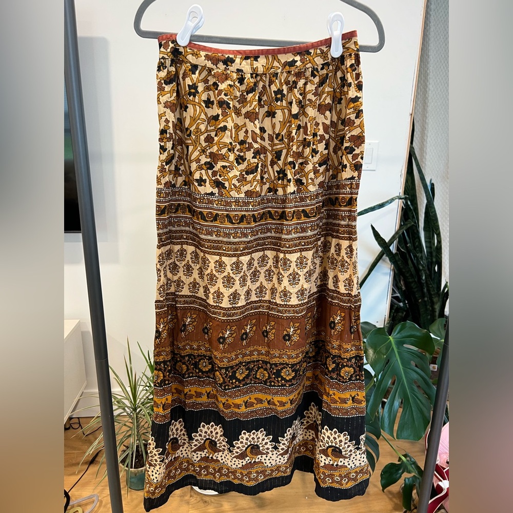 Women’s Y2K FOREVER 21 Brown* Print Cotton Maxi Skirt